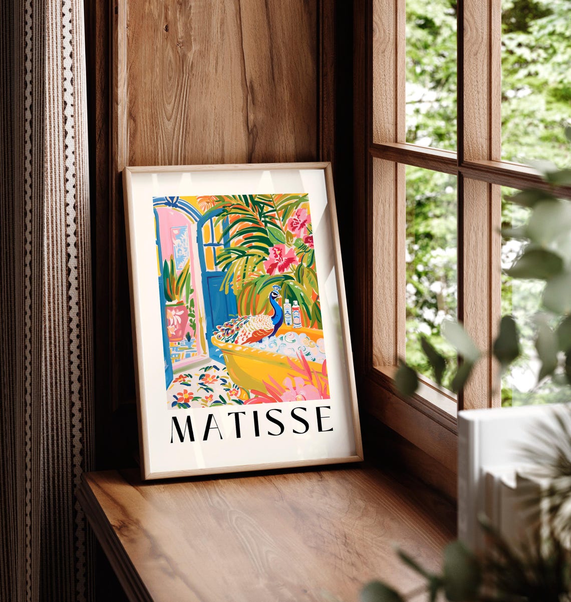 Matisse Style Peacock Bubble Bath Yellow Tropical Garden Poster - Image 5