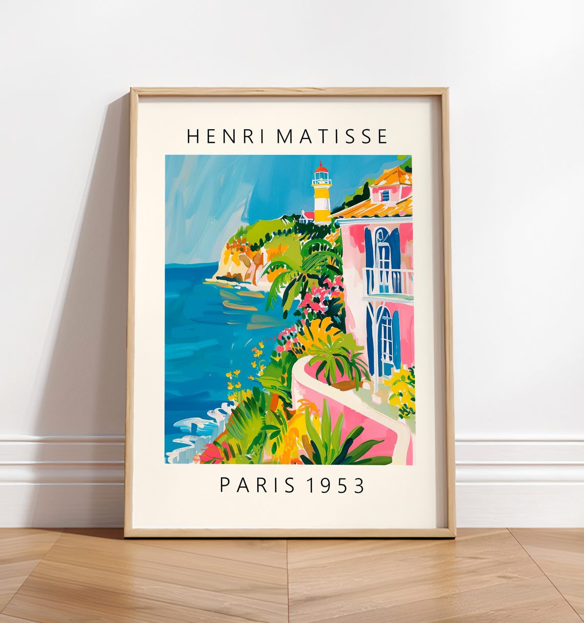 Henri Matisse Style Coastal Lighthouse Cliff Village Paris 1953 Poster