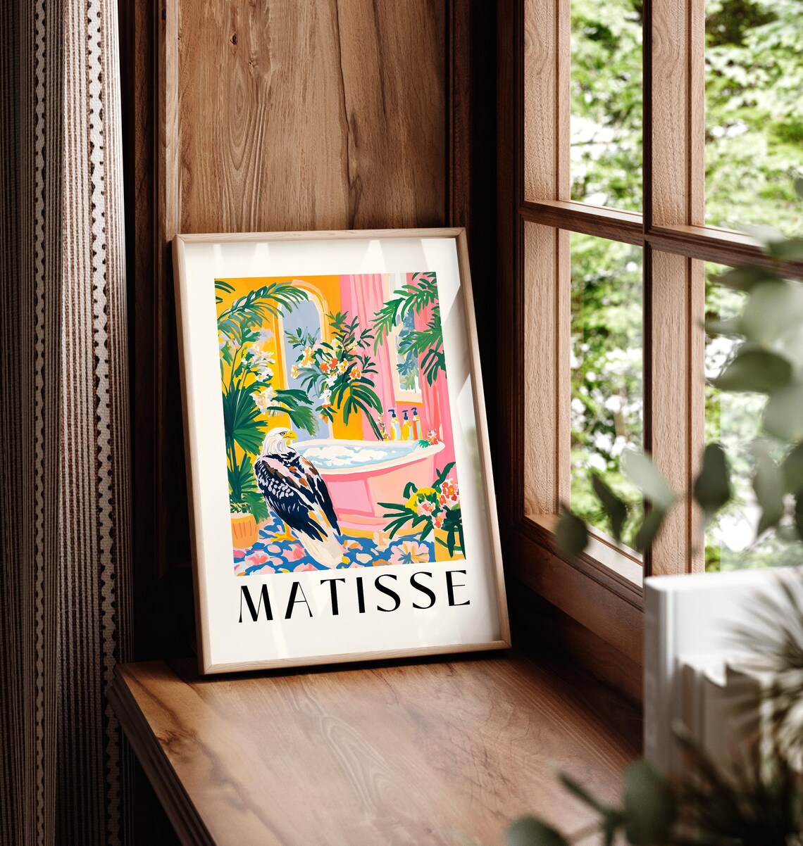 Bald Eagle Poster Funny Bathroom Wall Art Bird Print Pink Dopamine Decor Matisse Style Maximalist Print - Image 4