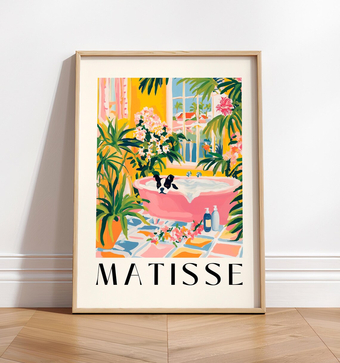 Boston Terrier Matisse-Inspired Boho Art Print