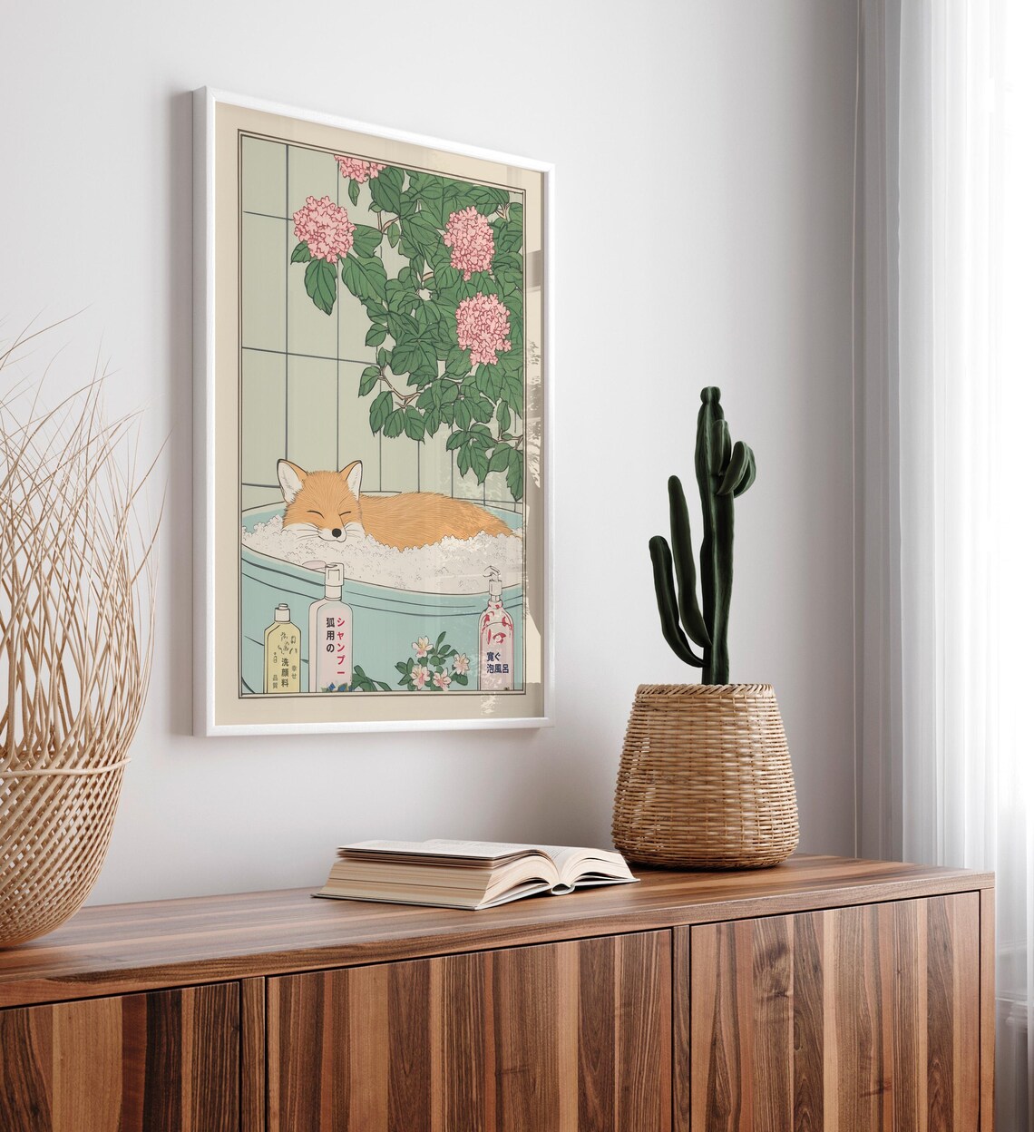 Fox in Bathtub Japanese Aesthetic Art Print - Image 2