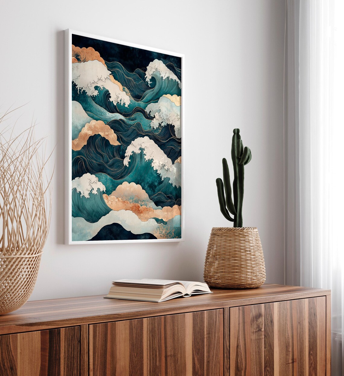 Hokusai Japan Landscape Poster, Japandi Ocean Waves - Image 5