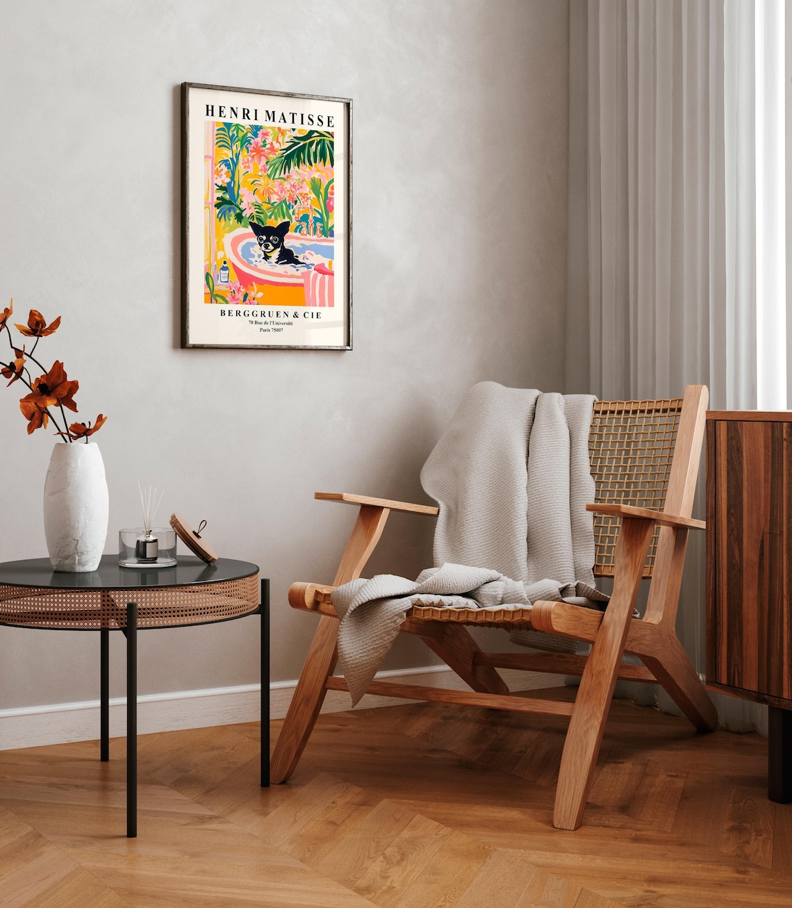 Black Chihuahua Aesthetic Art Print, Matisse-Inspired Boho - Image 2