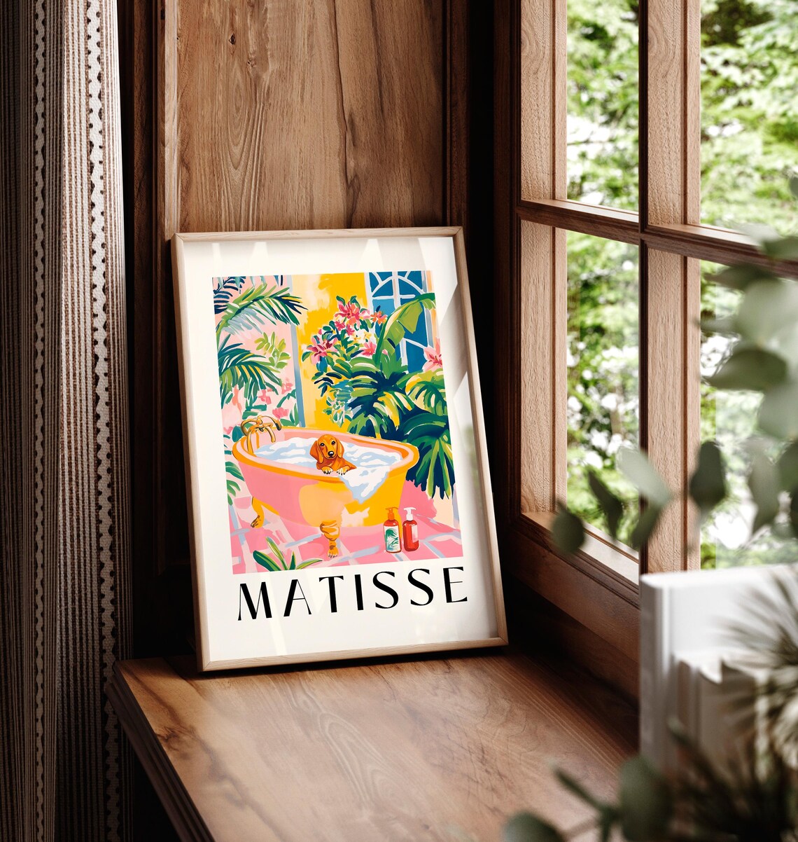 Dachshund In Bathtub Matisse-Inspired Dog Art Print - Image 4