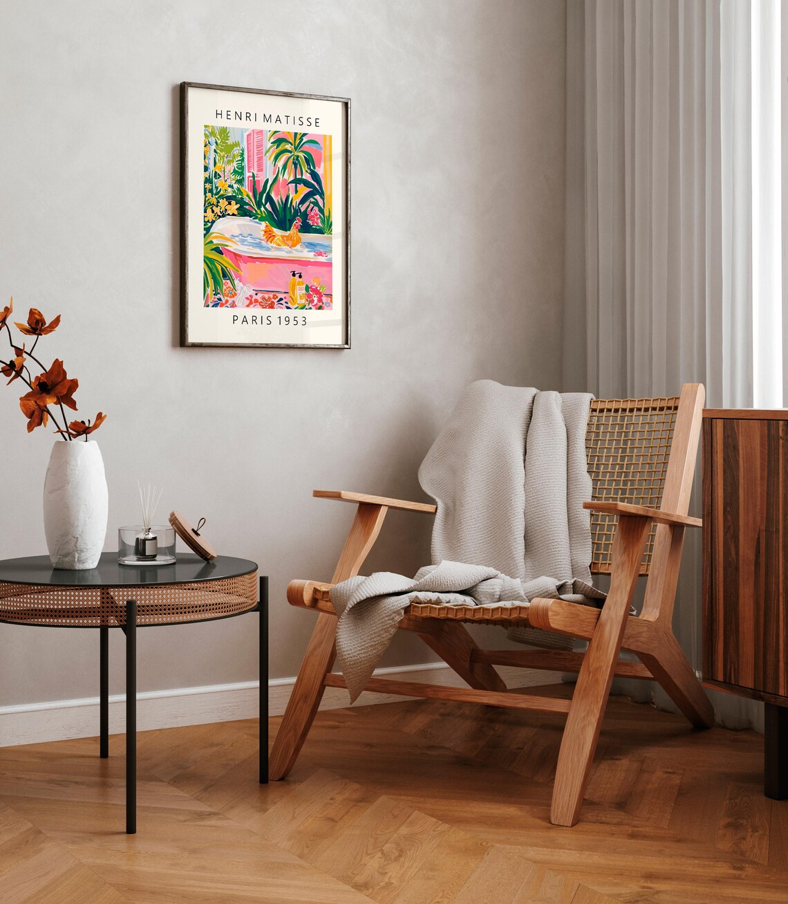 Funny Chicken Art Print, Matisse-Style Bathroom Decor - Image 2