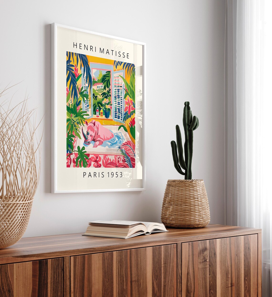 Rhino In Bathtub, Matisse-Inspired Bathroom Art Print - Image 5