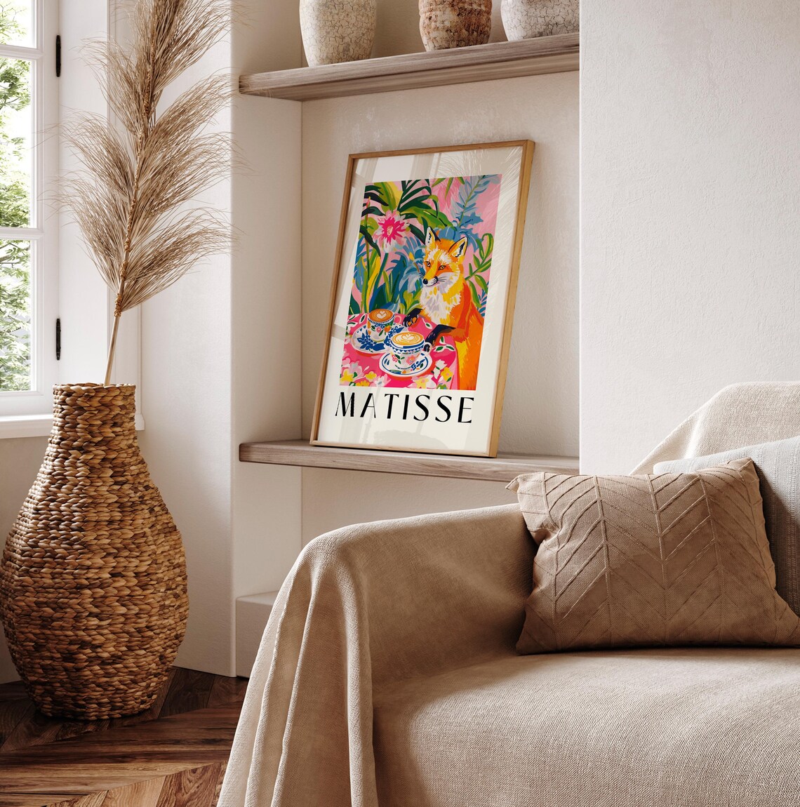 Fox Drinking Coffee, Matisse-Inspired Animal Art Print - Image 3