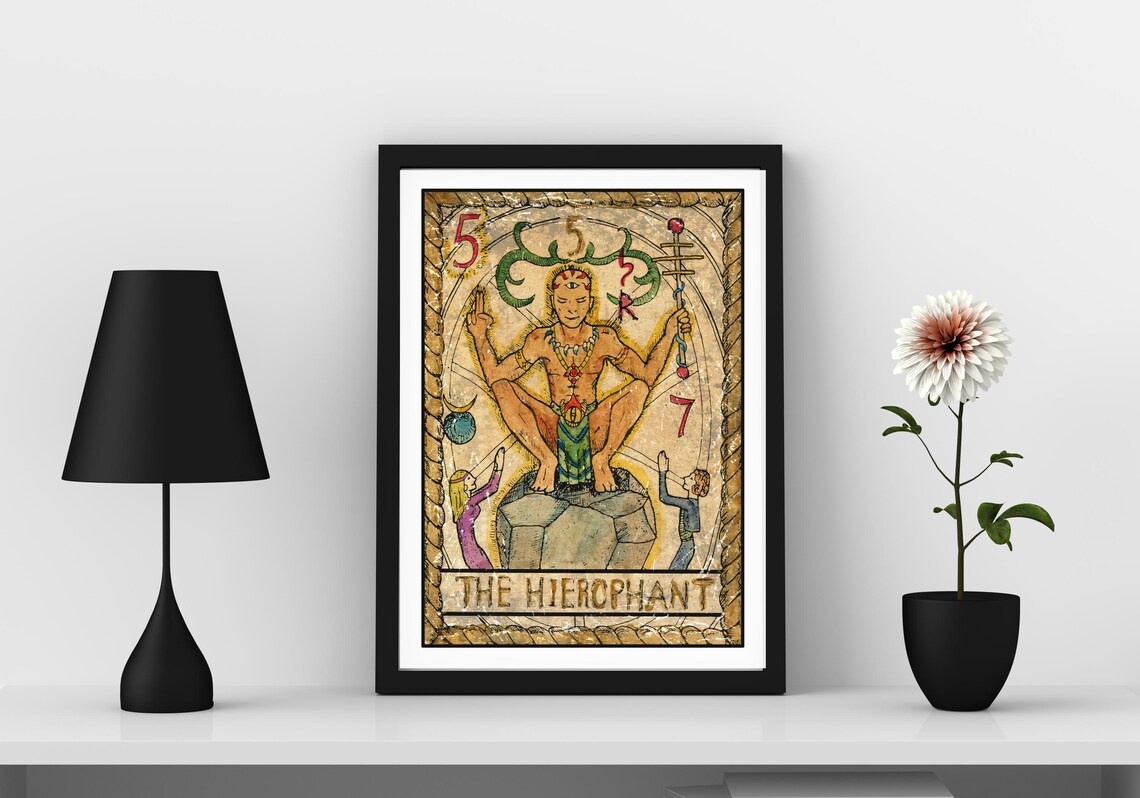 The Hierophant Tarot Card Wall Art Hermeticism Decor Occult Wall Art Print Spiritual Art Print Wisdom Wall Art Divination Wall Art