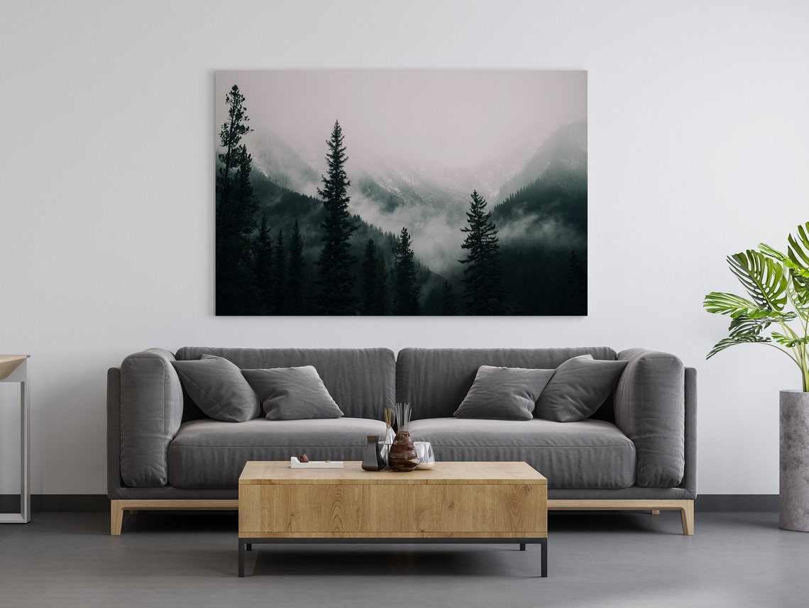 Foggy Forest Print Art Print Large Art Foggy Forest Foggy Forest Wall Art Foggy Mountain Art Prints Foggy Tree - Image 3