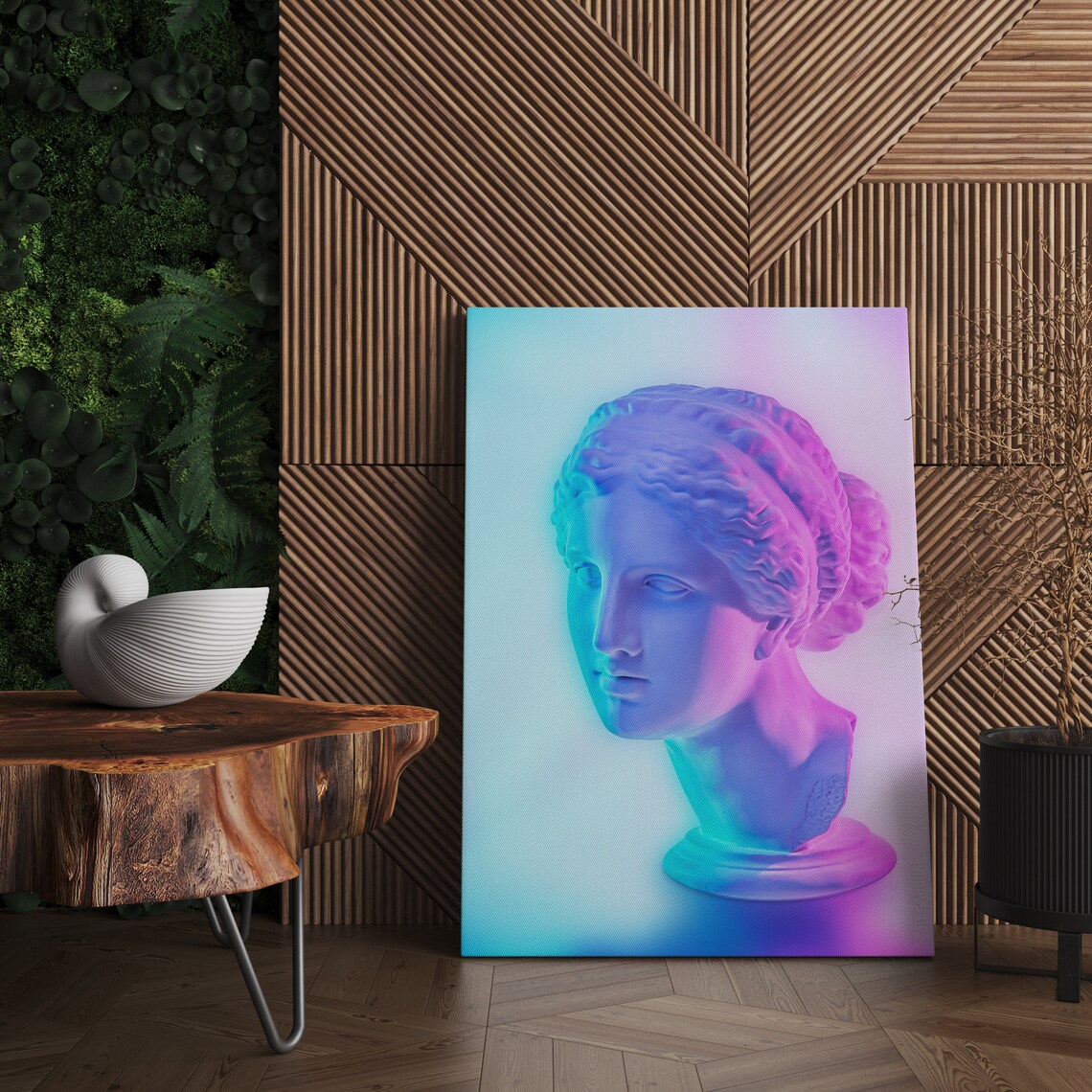 Neon Vaporwave Venus de Milo Statue Bust Pink Purple Glow Art Poster - Image 3