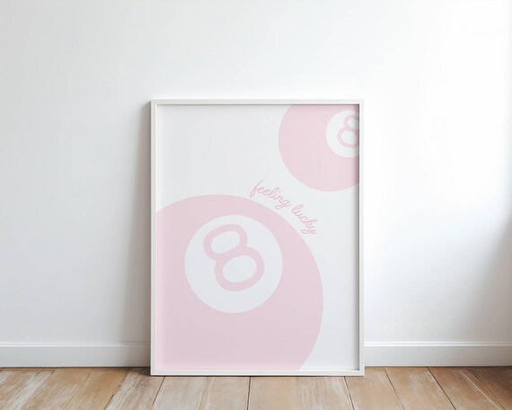 8 Ball Feeling Lucky Print Retro Wall Art Magic Eight Fun Pop Decor Instant Poster