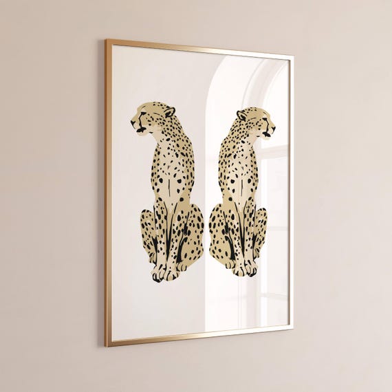 Brown And Black Cheetah Print Trendy Animal Wall Art For Dorm Bedroom Or Apartment Retro Instant