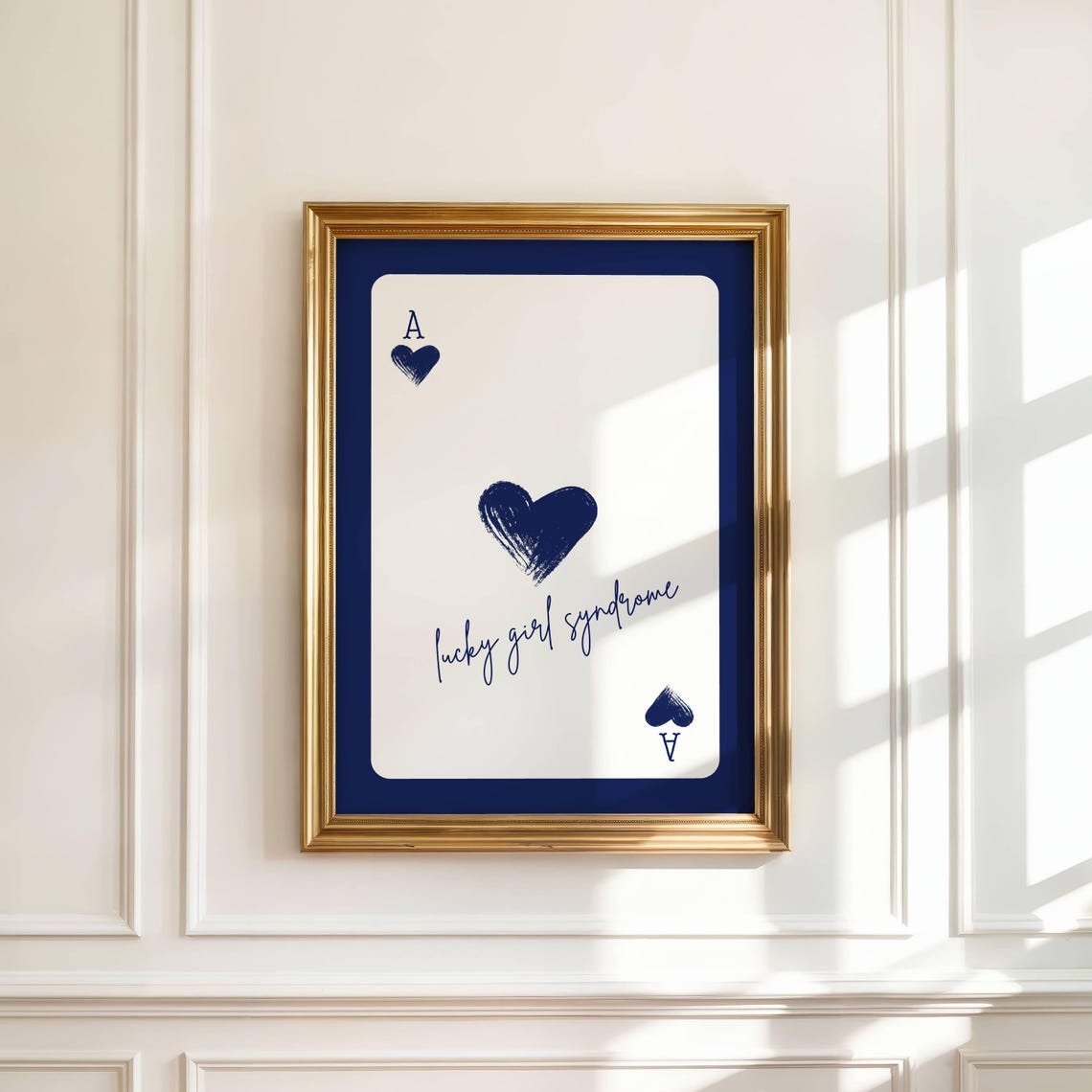 Navy Blue Playing Card Retro Wall Art Print