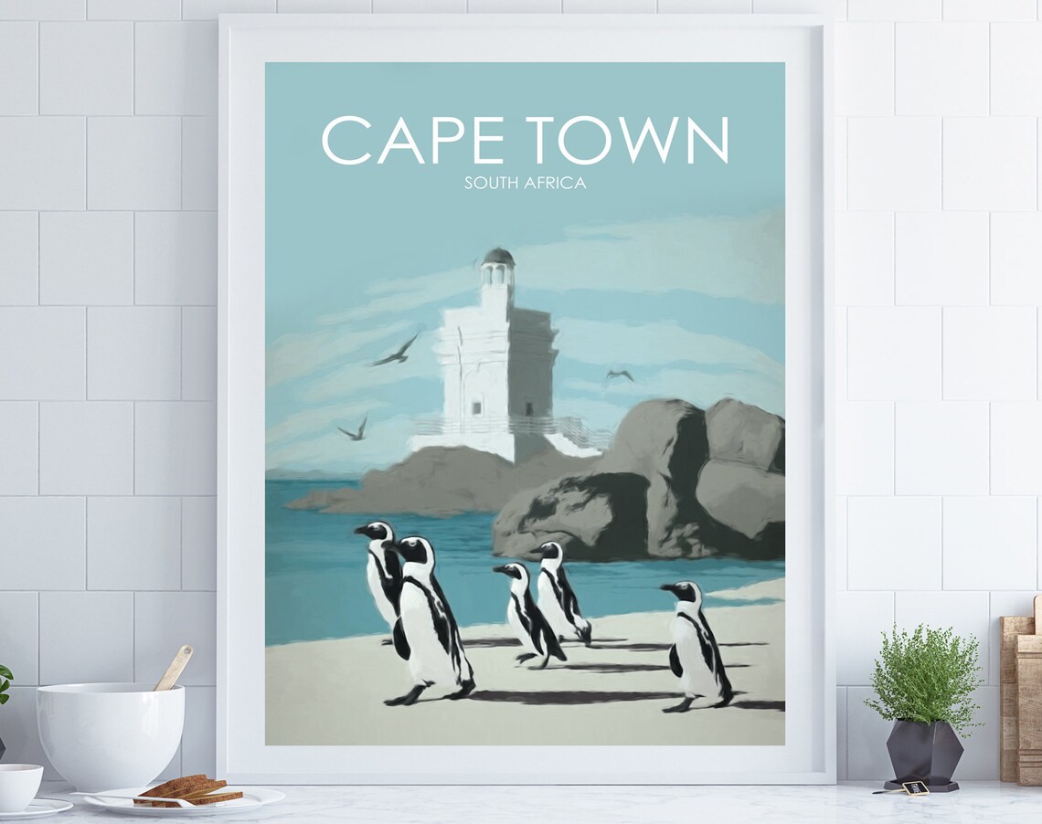 Cape Town Vintage Style Travel Poster, South Africa