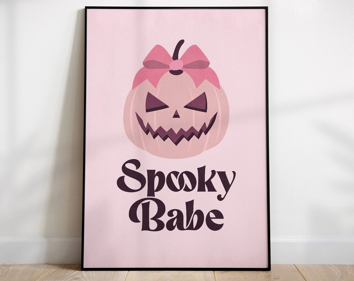 Spooky Babe Cute Girly Pink Halloween Jack-O-Lantern Bow Poster