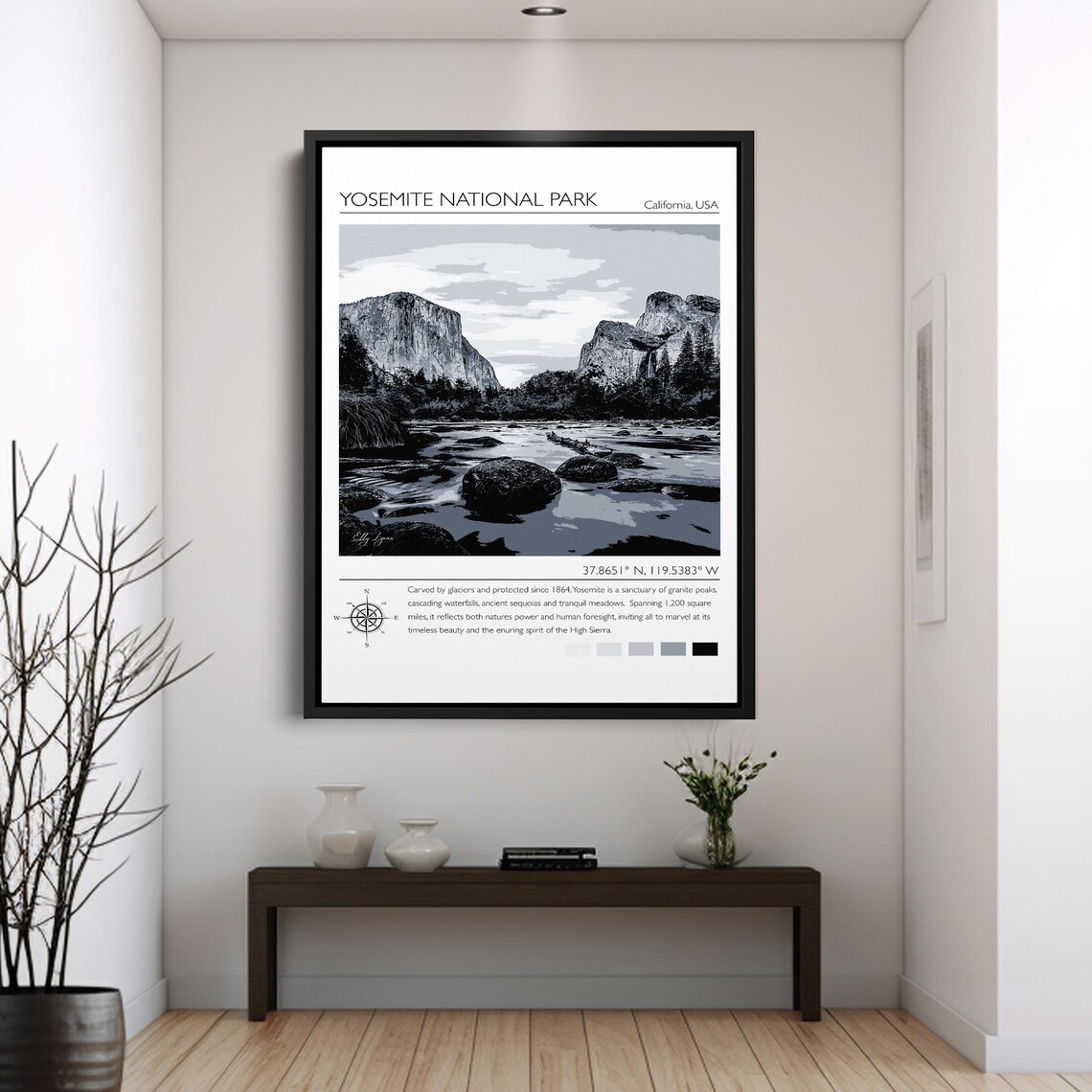 Yosemite National Park Travel Poster, California Landscape