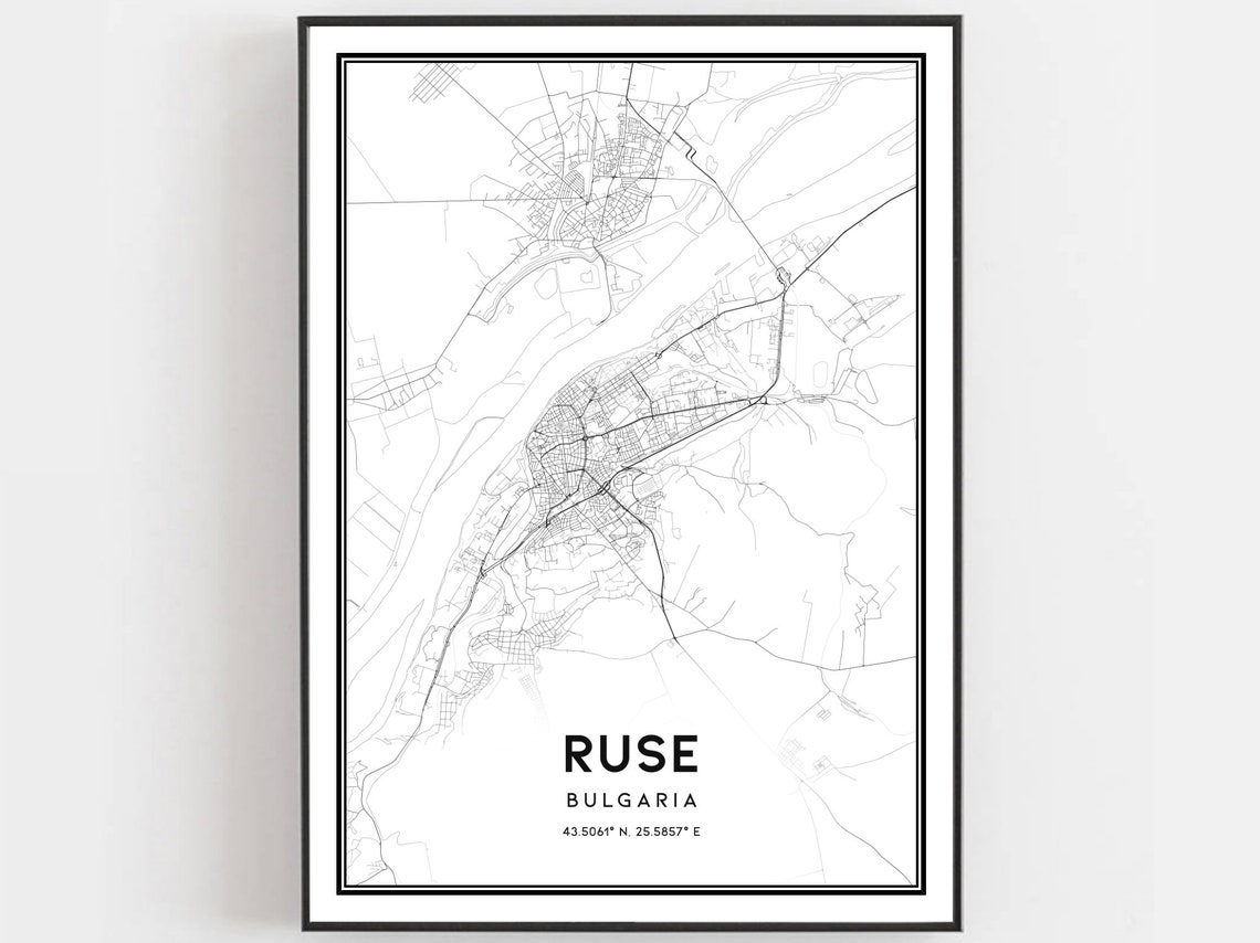 Ruse Bulgaria Minimalist City Street Map Line Art Decor Poster