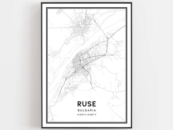 Ruse Map Print Poster Wall Art City Street Decor Road Gift B638