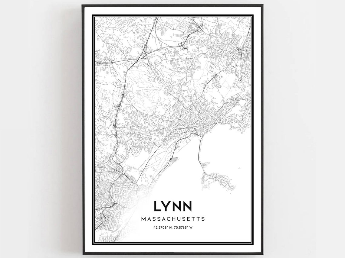 Lynn Massachusetts City Street Map Minimalist Black White Poster