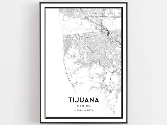 Tijuana Map Poster, City Street Decor