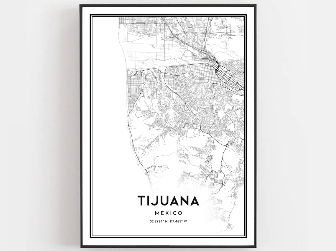 Tijuana Map Poster, City Street Decor
