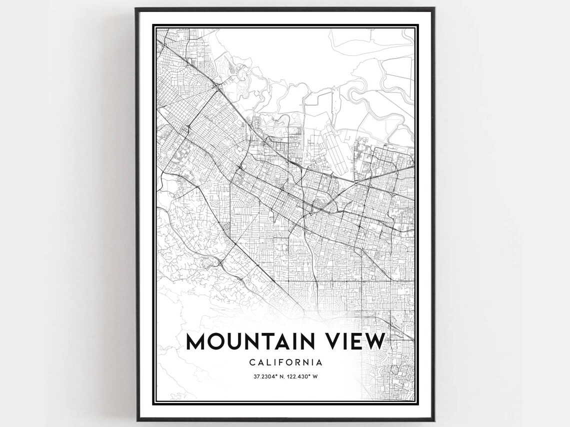 Mountain View Map Poster, City Street Decor