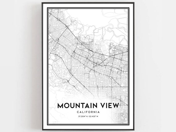 Mountain View Map Poster, City Street Decor