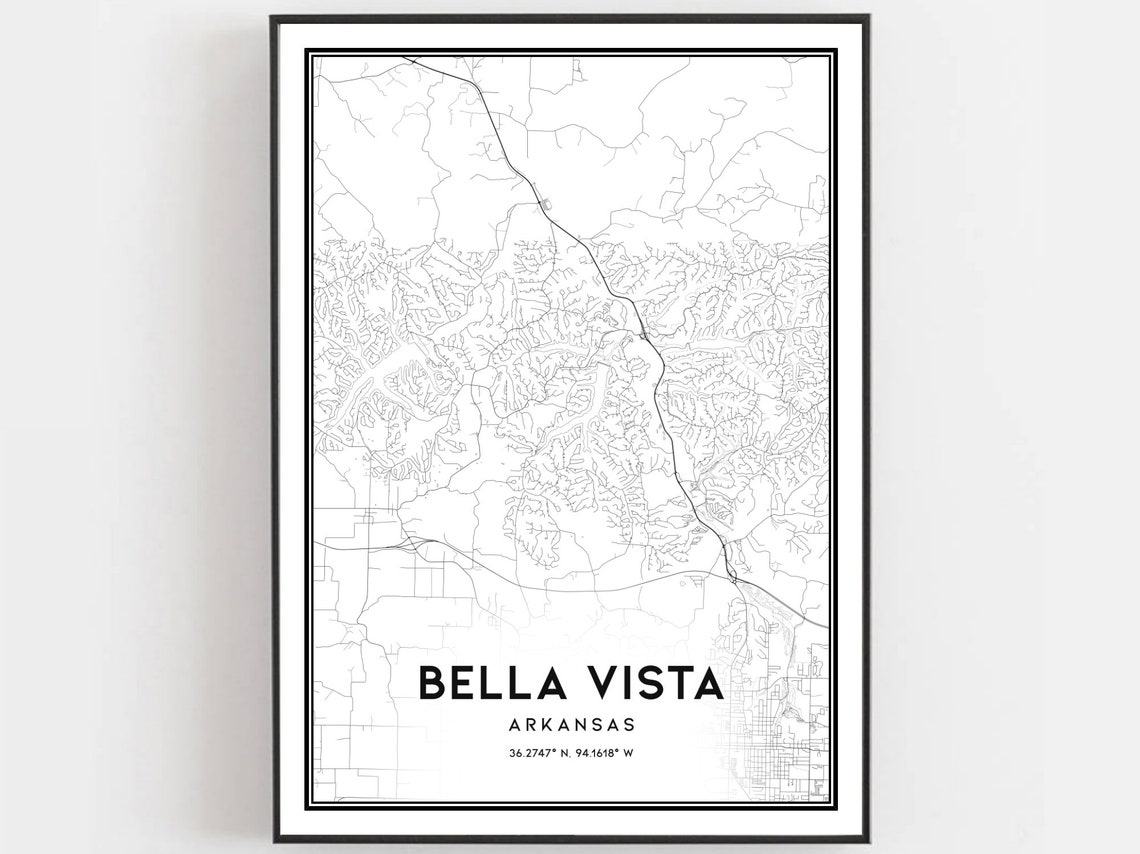 Bella Vista Arkansas Street Map Poster Minimalist Black Line Art