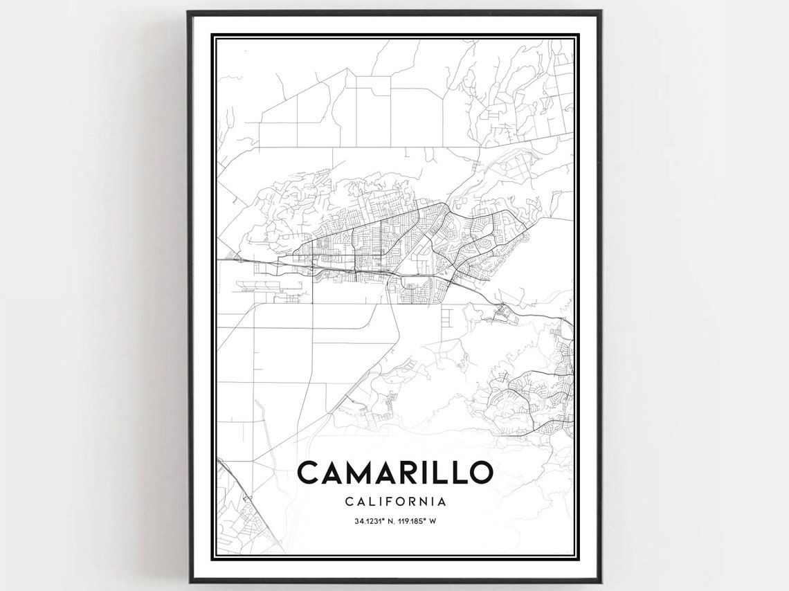 Camarillo Map Print Poster Wall Art Ca City Street Decor Road Gift B1069