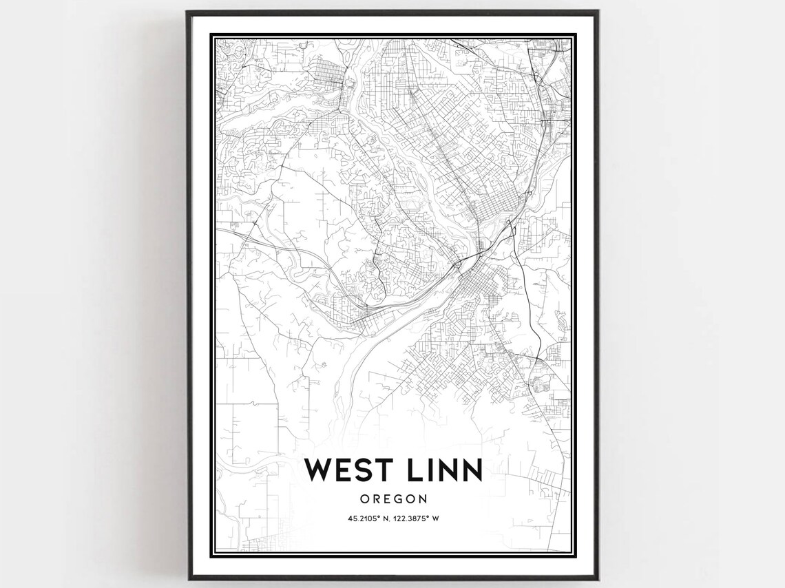 West Linn Map Poster, Oregon Street Decor