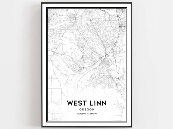 West Linn Map Poster, Oregon Street Decor