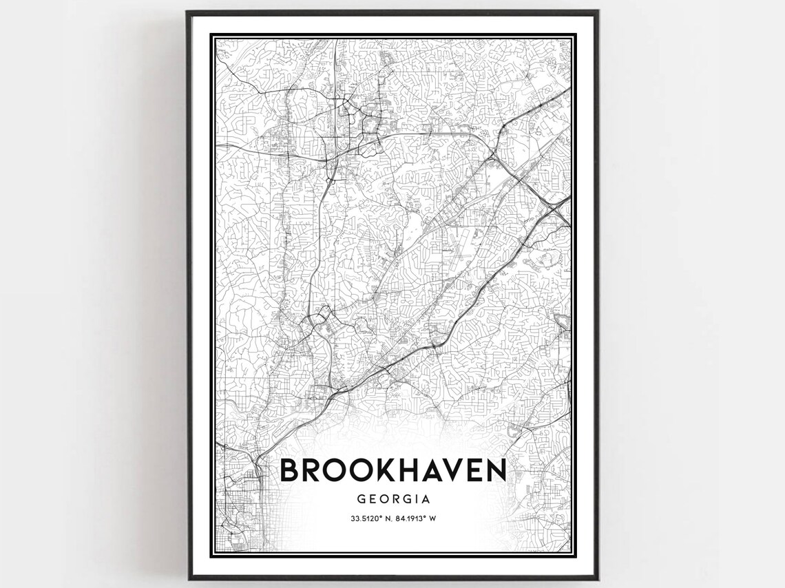 Brookhaven Map Poster, Georgia Street Decor