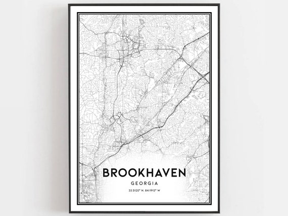 Brookhaven Map Poster, Georgia Street Decor