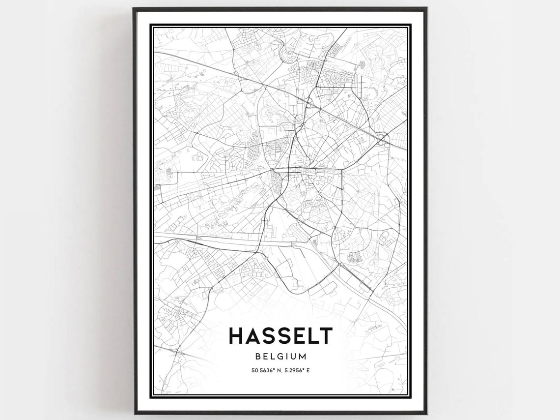 Hasselt Map Poster, City Street Decor