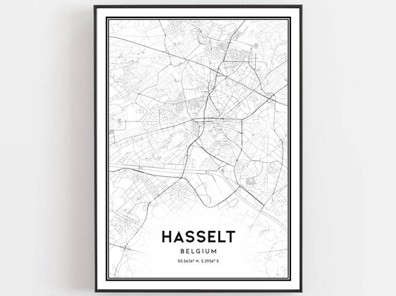 Hasselt Map Poster, City Street Decor