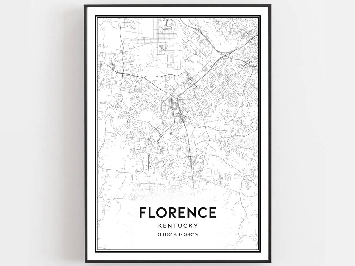 Florence Map Poster Print, Kentucky Street Decor