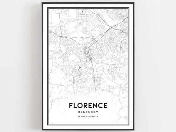 Florence Map Poster Print, Kentucky Street Decor
