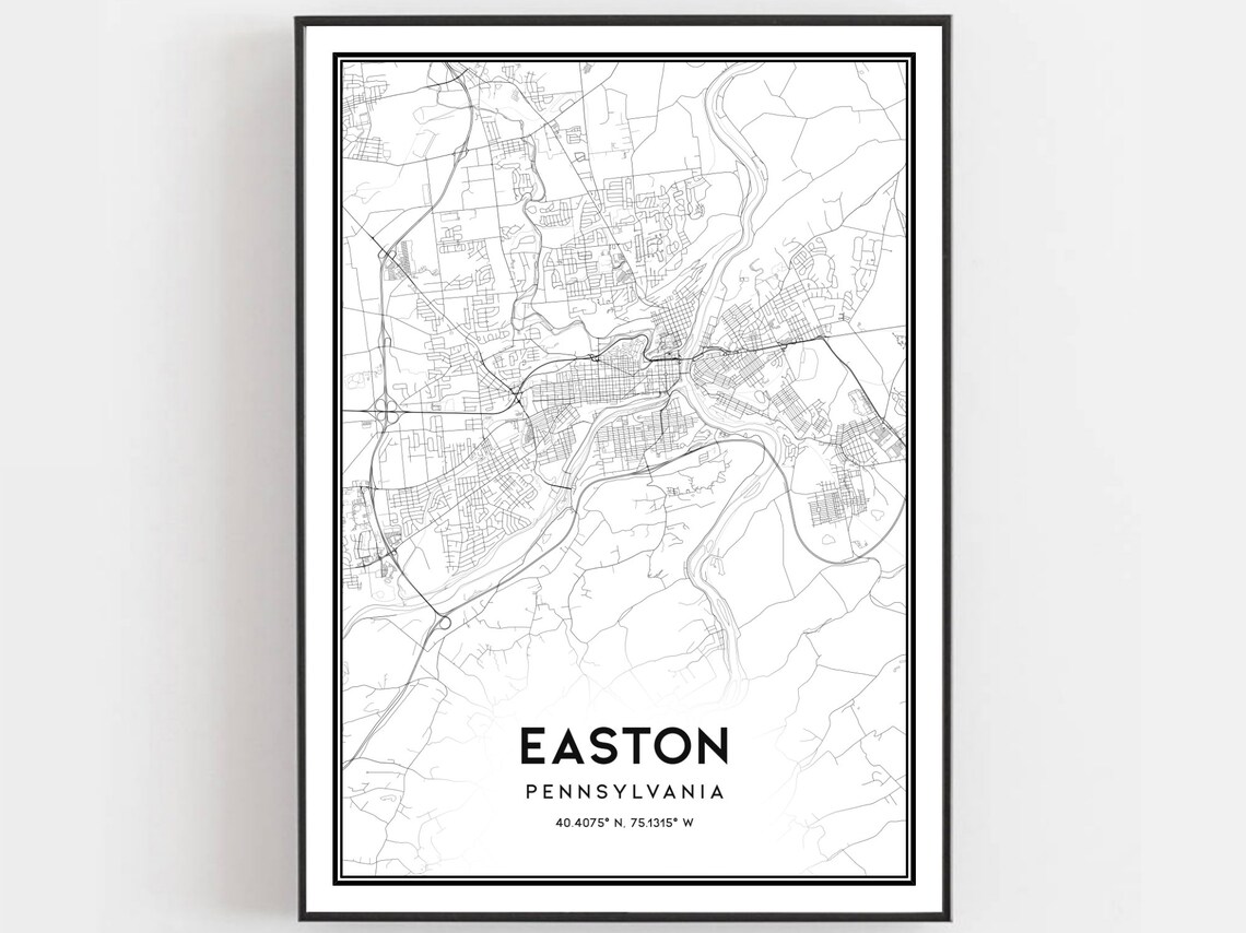 Easton Map Print, Pennsylvania Street Decor
