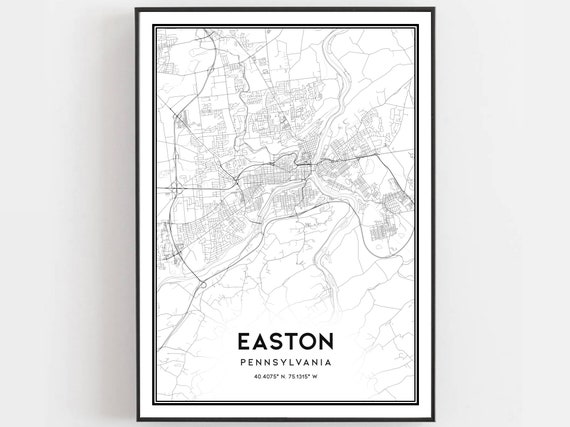 Easton Map Print, Pennsylvania Street Decor