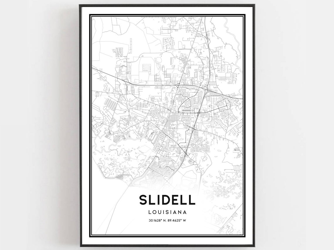 Slidell Louisiana Minimalist Street Map Line Art City Poster