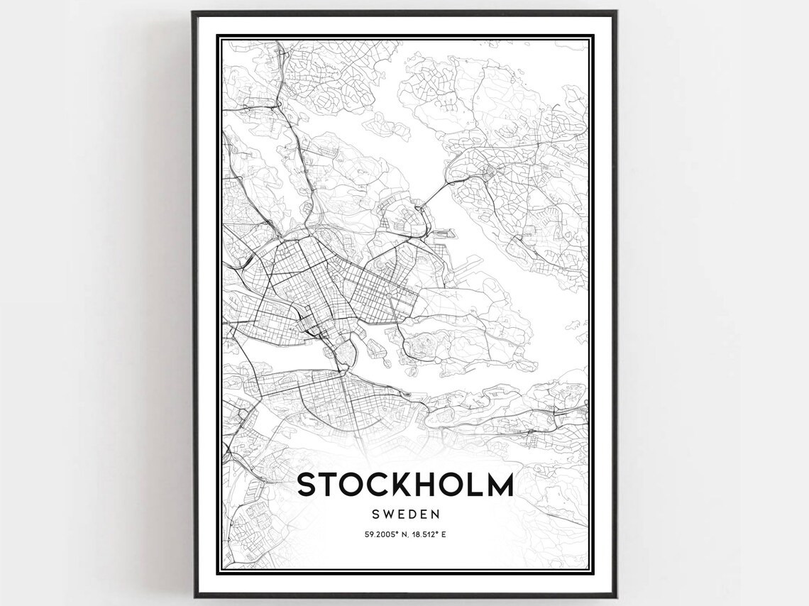 Stockholm Map, City Street Decor Travel Poster