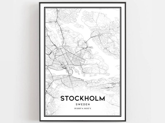 Stockholm Map, City Street Decor Travel Poster
