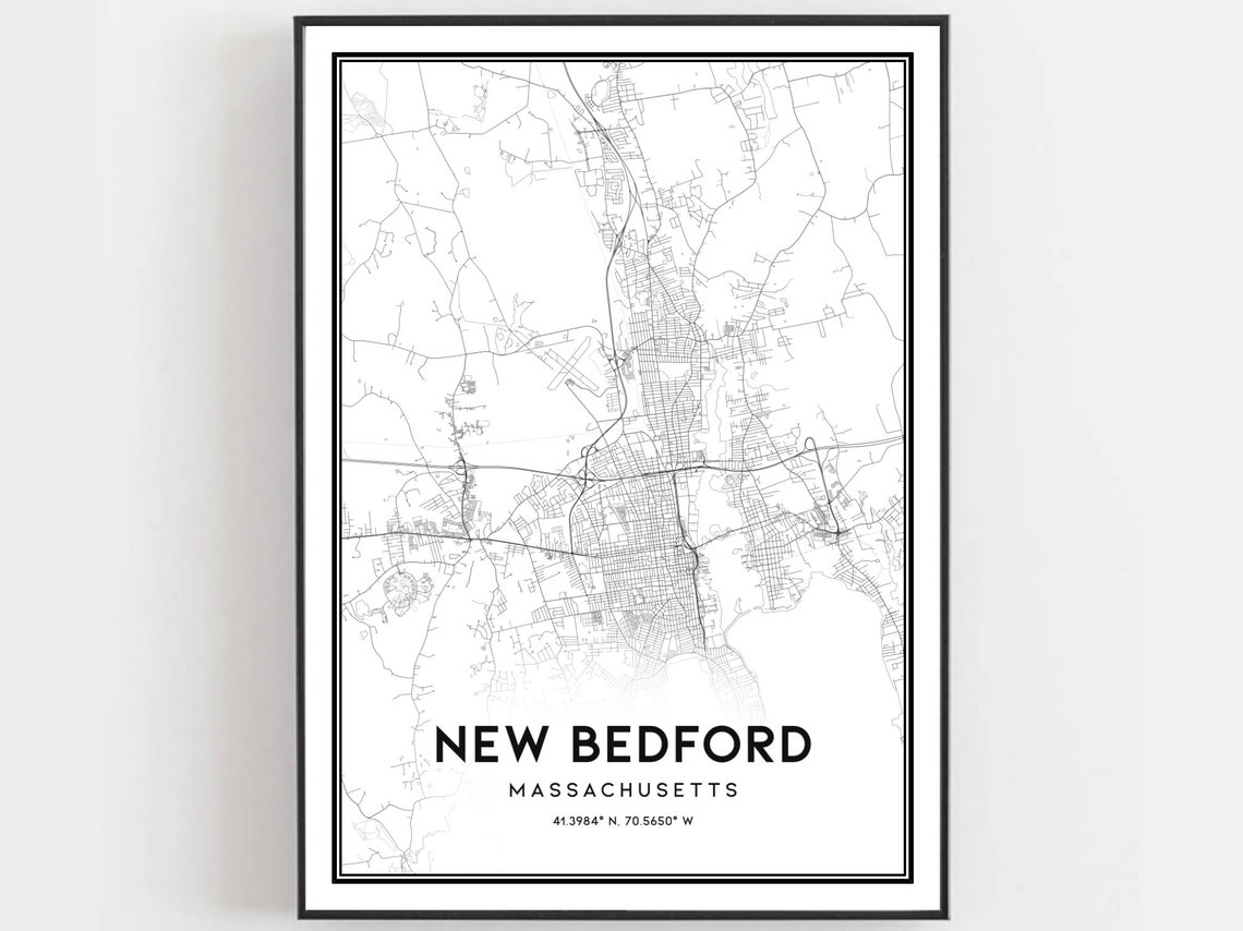 New Bedford Massachusetts Minimalist Black White City Map Poster