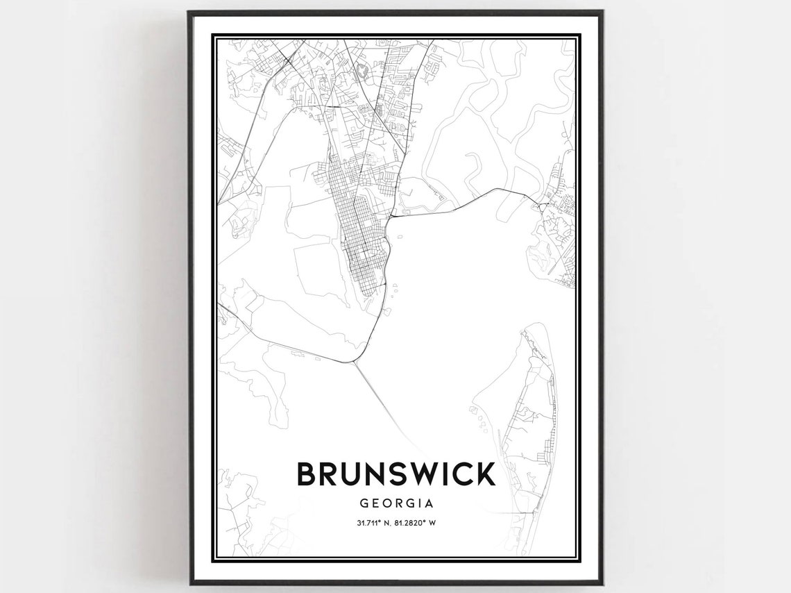 Brunswick Georgia Minimalist Street Map Poster Modern Decor Art