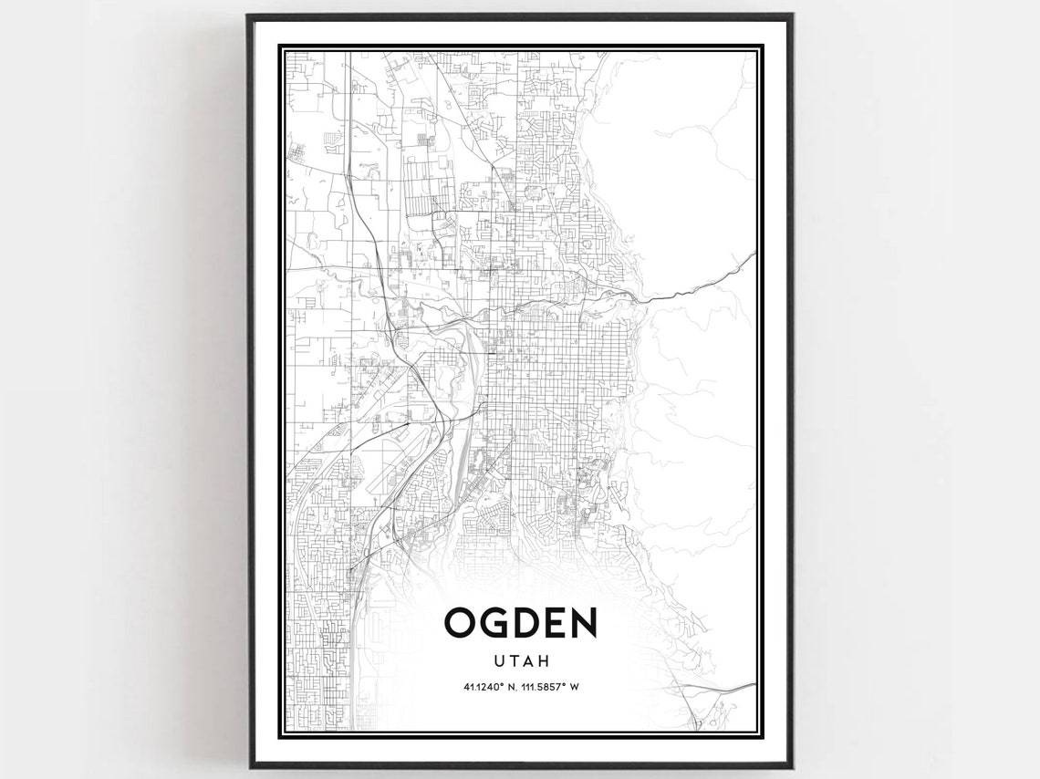 Ogden Utah Downtown Street Map Minimalist Black White Poster