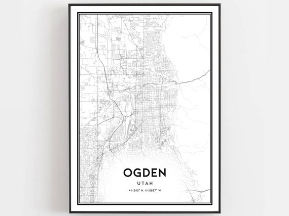 Ogden Map Print Poster Wall Art Ut City Utah Street Decor Road Gift