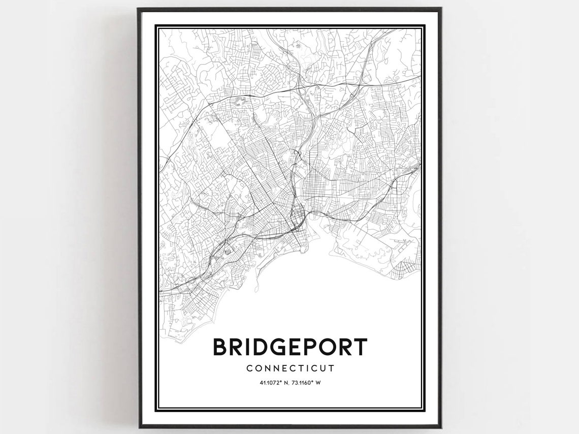 Bridgeport Connecticut Minimalist City Street Map Art Poster