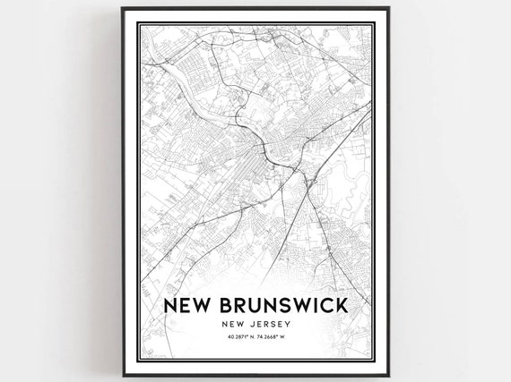 New Brunswick Jersey Map Art Print