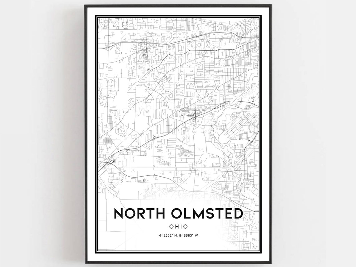 North Olmsted Ohio Minimalist Black and White Street Map Poster