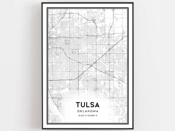 Tulsa Map Poster Print, Oklahoma Street Decor